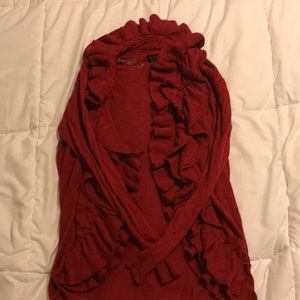 Red Ruffle Cardigan